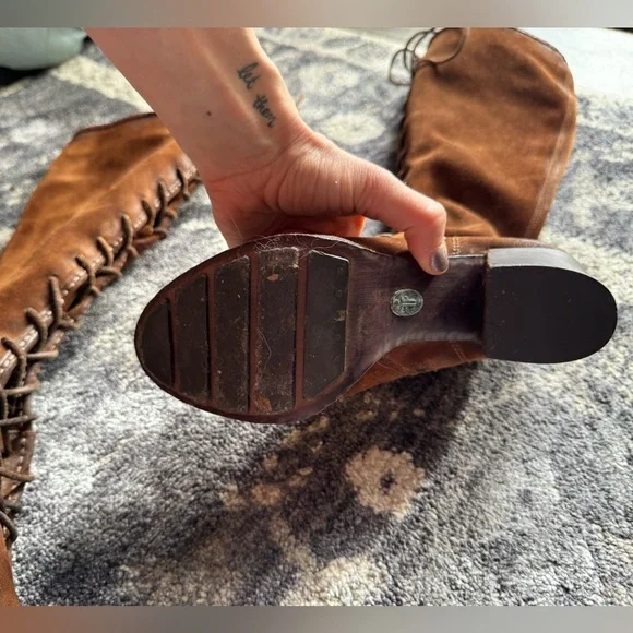 Frye Women’s Parker Brown Lace-Up Knee-High Moc Boots - Picture 9 of 16